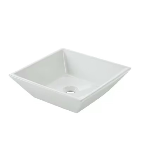 Jacuzzi Maya White Vessel Square Traditional Bathroom Sink (16.14-in x 16.14-in) - Picture 6 of 7